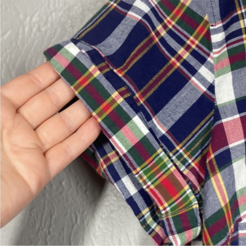 J. Crew Red White Blue Green Plaid Short Sleeve Dress Women's Size Small - Picture 6 of 7